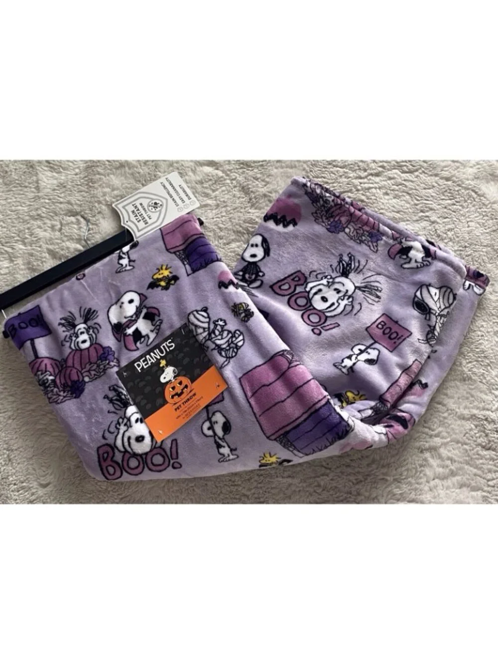 Peanuts Snoopy Woodstock Halloween BOO Throw Blanket 60